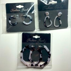 Set of 3 earrings marble style